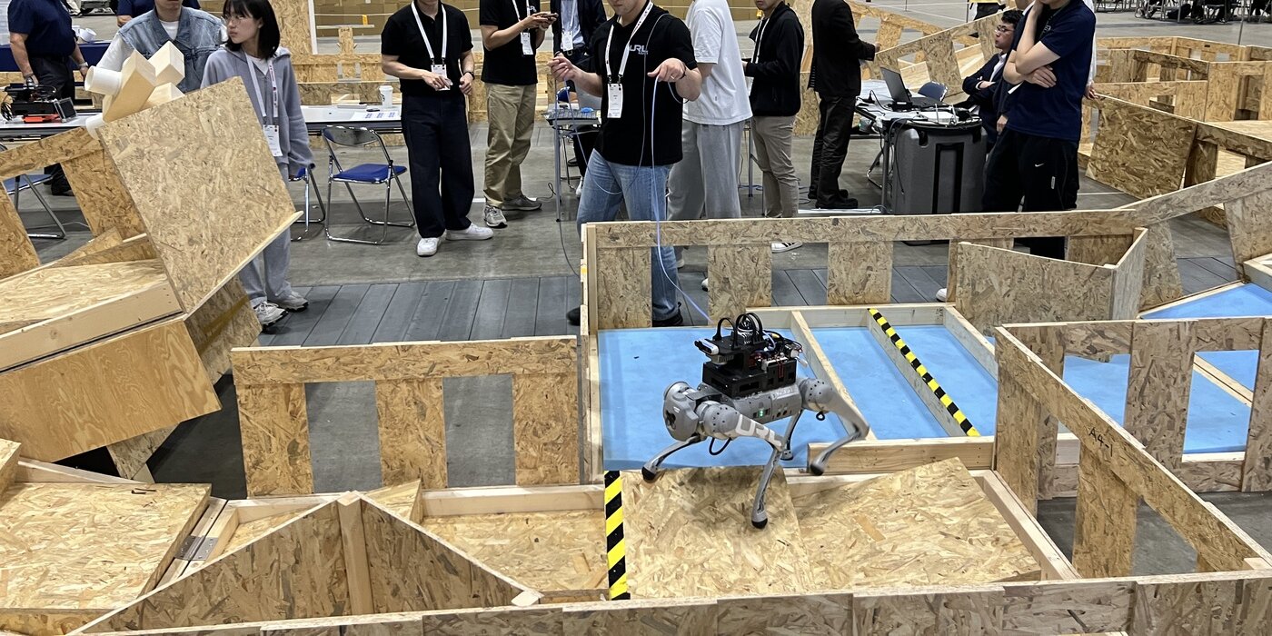 Our robot on the autonomous course at ICRA 2024, Yokohama.