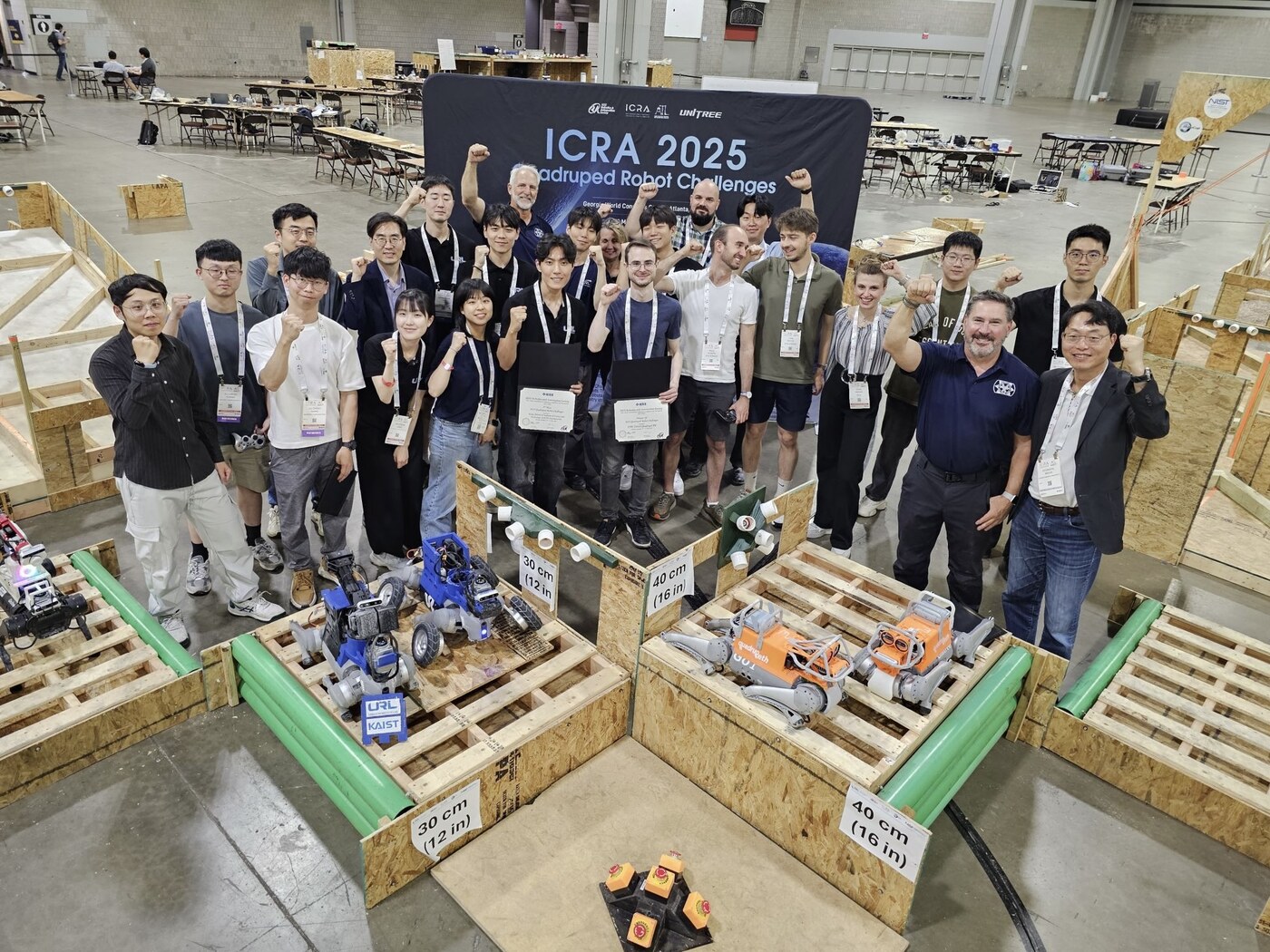 Teams at the ICRA 2025 Quadruped Robot Challenges.