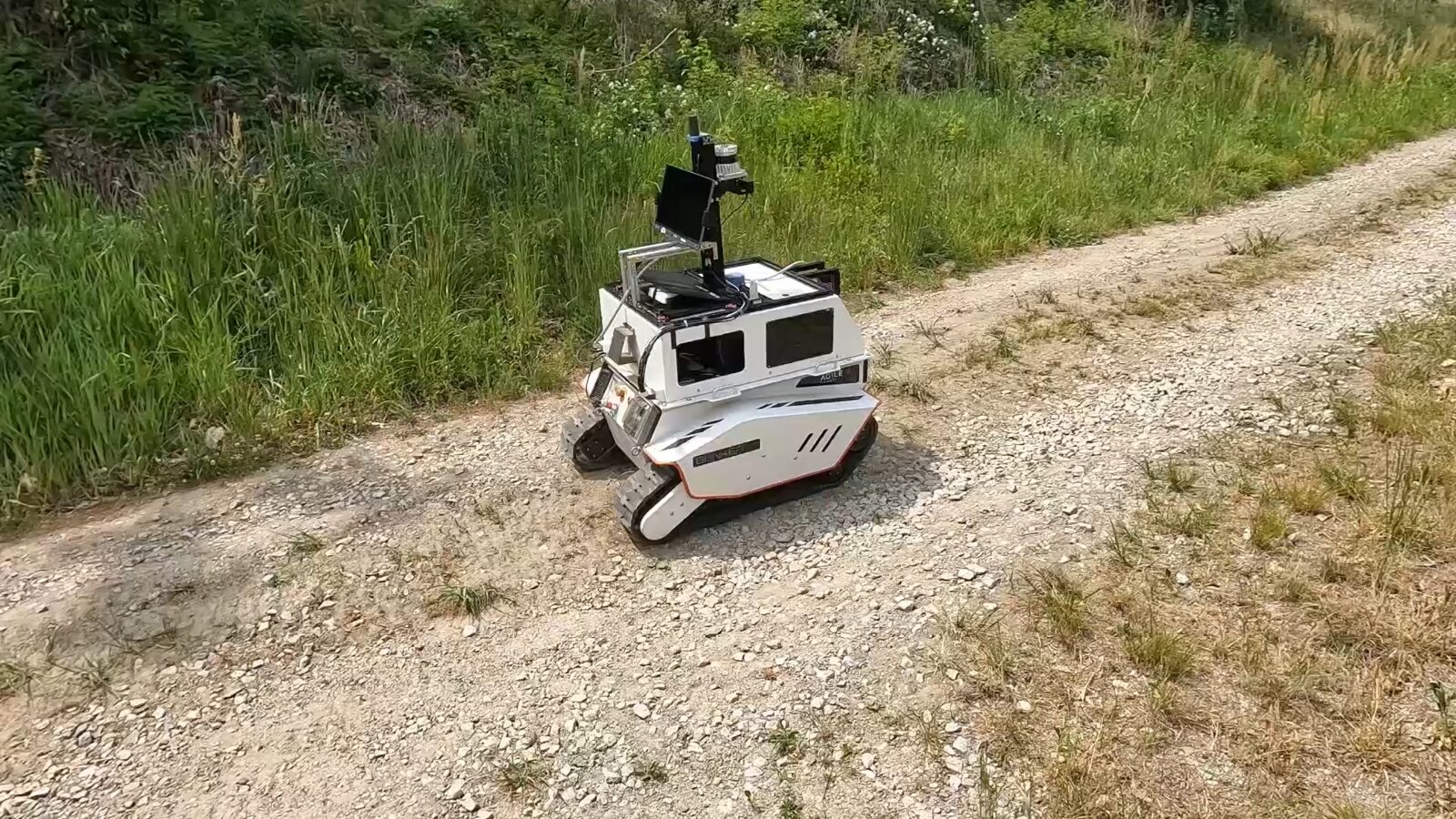 The project vehicle on an off-road test track.